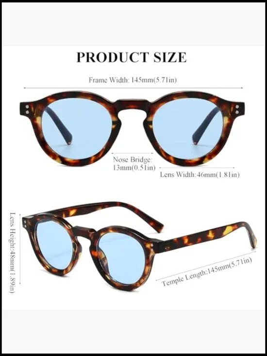 Vintage Round Sunglasses Retro Circle UV400 Protection Unisex - Picture 3 of 7